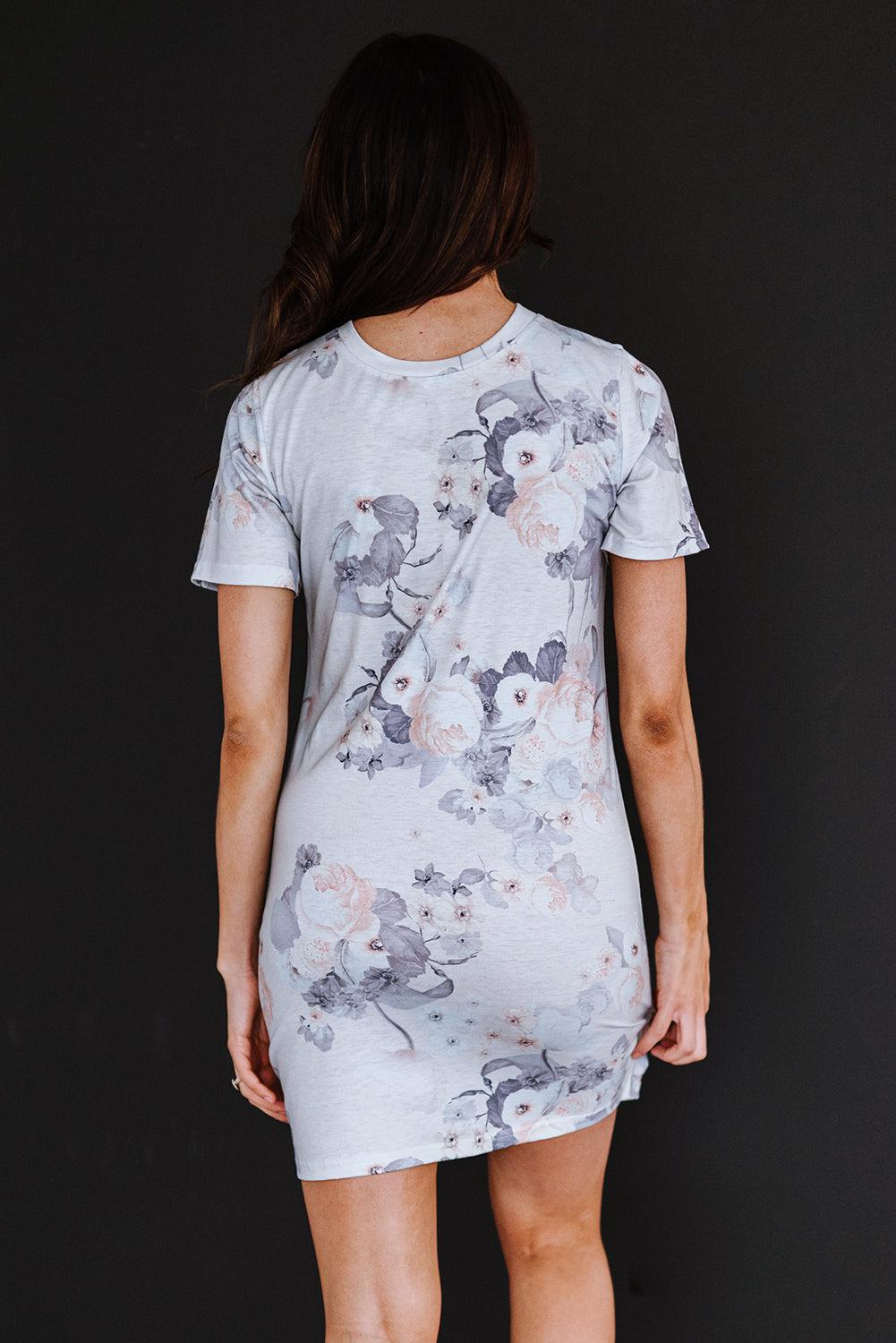 Blue Zone Planet | Floral Mock Neck Short Sleeve Dress