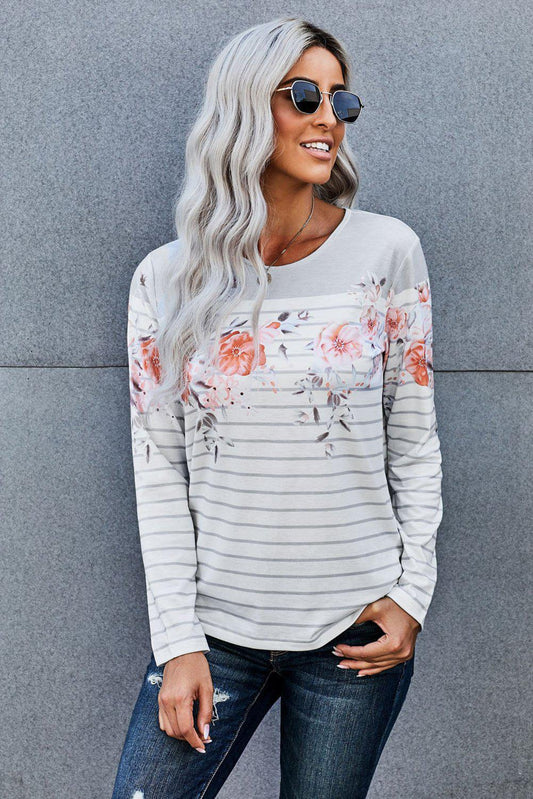 Blue Zone Planet | Floral Striped Print Top