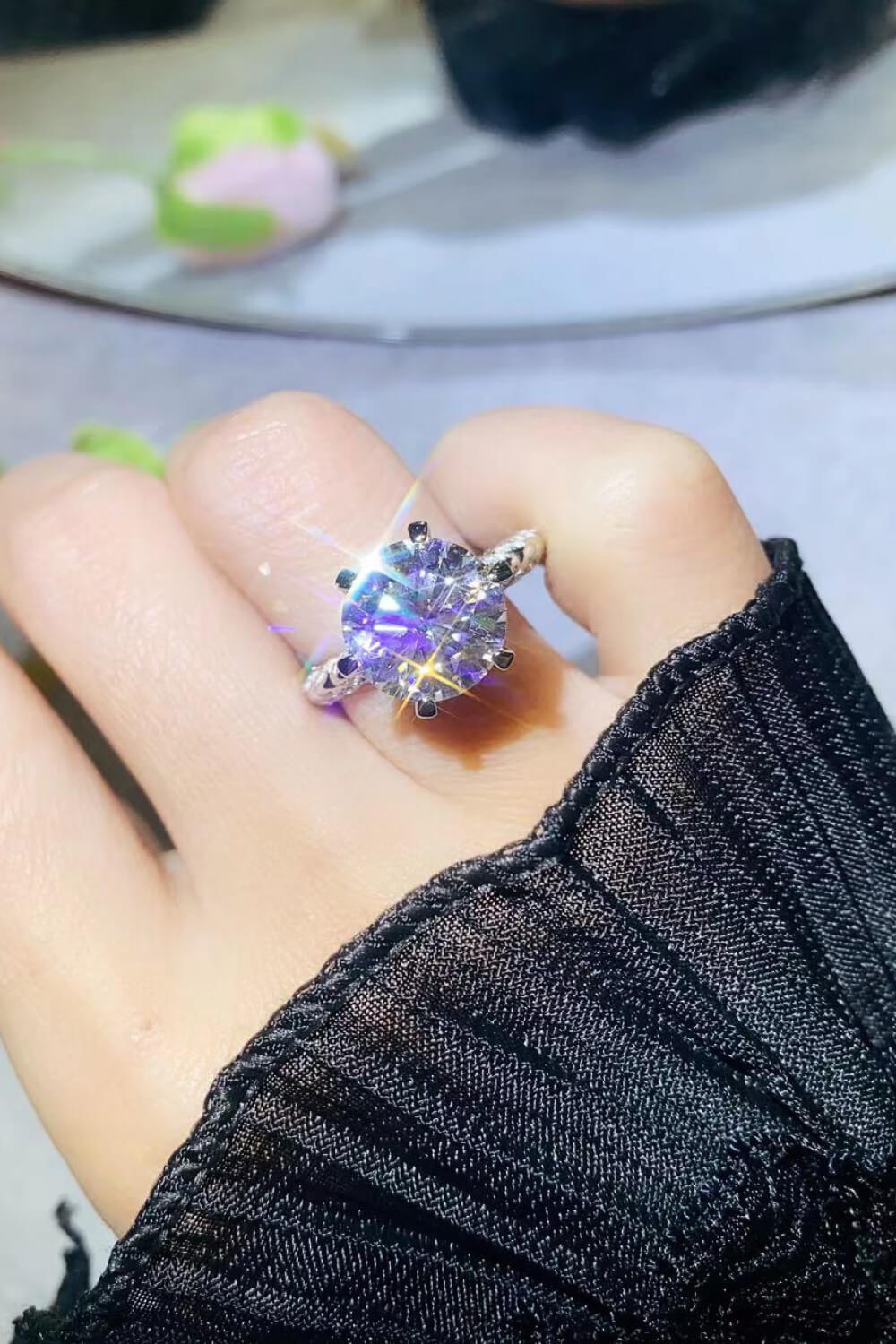 Blue Zone Planet | Forever Love Side Stone Moissanite Ring