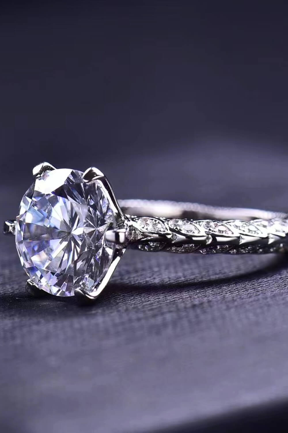 Blue Zone Planet | Forever Love Side Stone Moissanite Ring