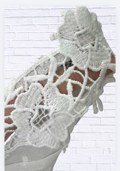 Lace Trimmed Swiss Dot Shirt