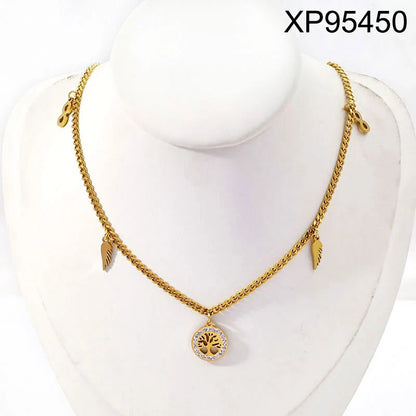 18K Gold Plated Tree Leaf Flower Infinity Necklace