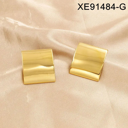 Anti-Tarnish 18K Gold Plated Geometric Statement Stud Earrings