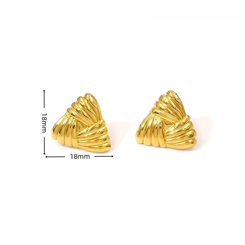 Triangle Textured 18K Gold Plated Two Tone Earrings