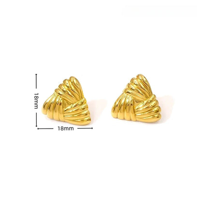 Triangle Textured 18K Gold Plated Two Tone Earrings