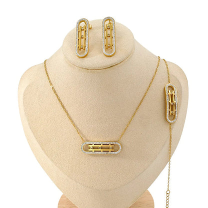 Elegant Timeless Gold Plated Hypoallergenic Earring Necklace and Bracelet Set