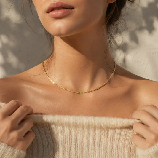 Elegant 18K Gold Plated Necklace for Women Daily Waterproof Tarnish Free Women Jewelry