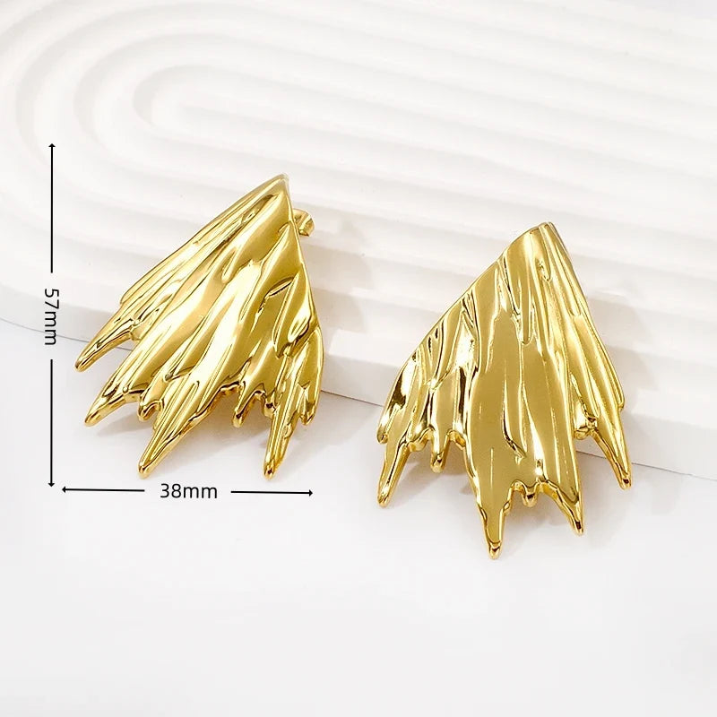 Gold Filled Non Tarnish Statement Irregular Stud Earrings