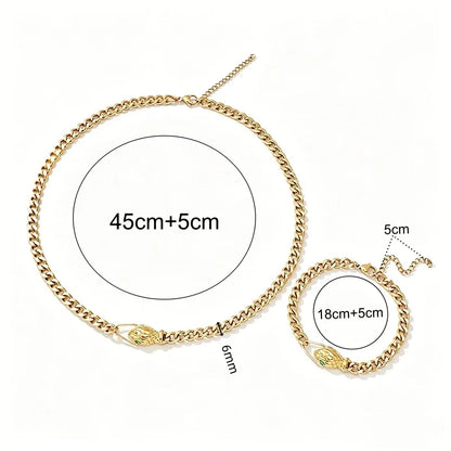 Snake Cuban Chain Necklace & Bracelet Set