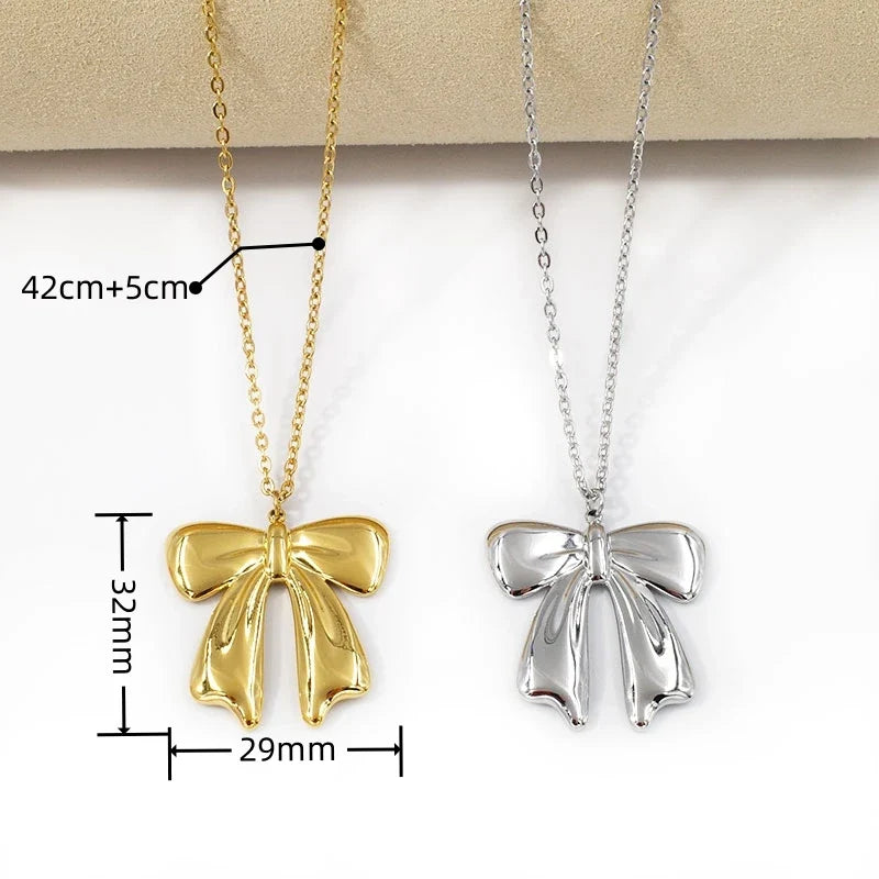 Luxury Bowknot Charms Necklace Earrings Sets Women