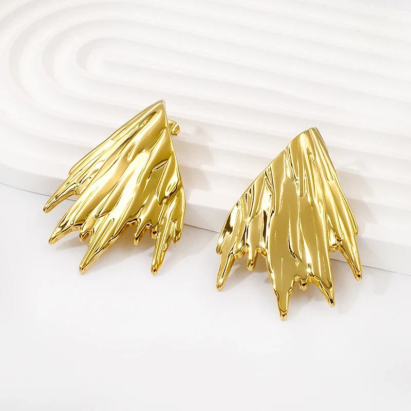 Gold Filled Non Tarnish Statement Irregular Stud Earrings