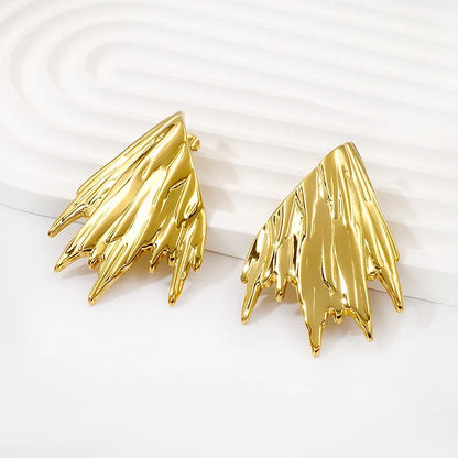 Gold Filled Non Tarnish Statement Irregular Stud Earrings