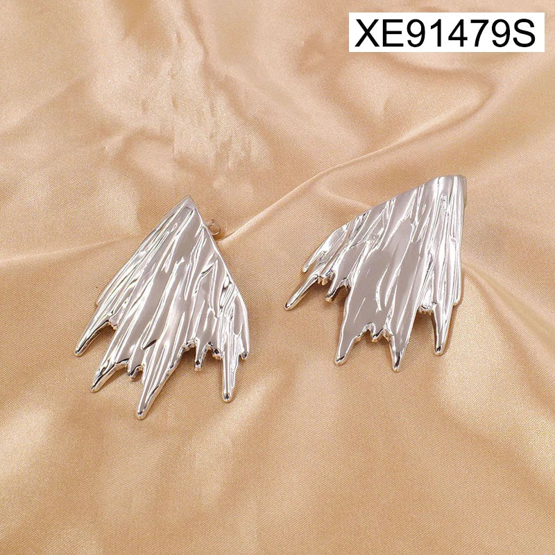 Gold Filled Non Tarnish Statement Irregular Stud Earrings