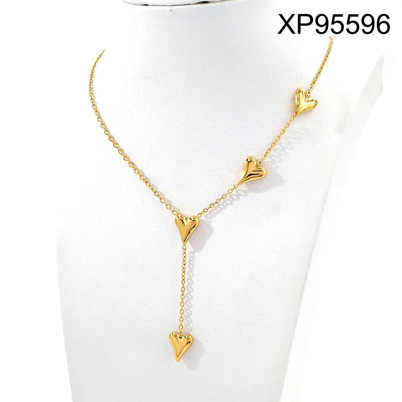 18K Gold Plated Heart Chain & Bracelet Set