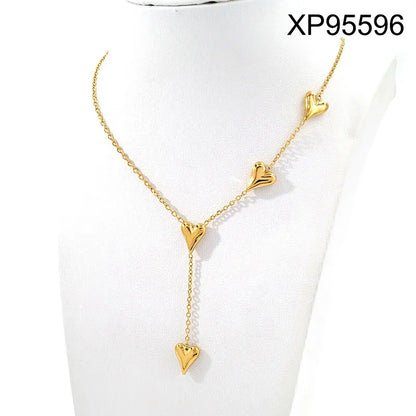 18K Gold Plated Heart Chain & Bracelet Set