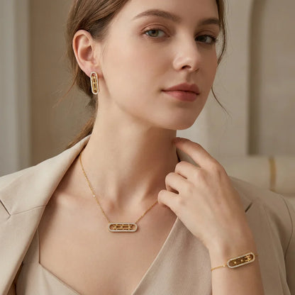 Elegant Timeless Gold Plated Hypoallergenic Earring Necklace and Bracelet Set