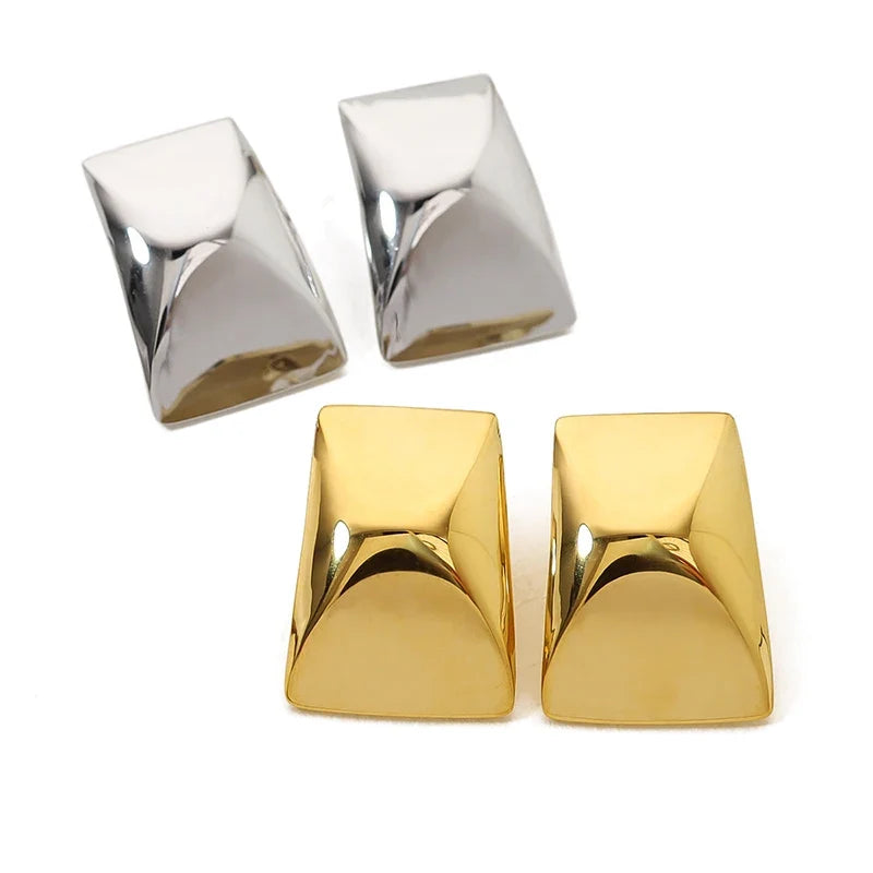 Anti-Tarnish 18K Gold Plated Geometric Statement Stud Earrings
