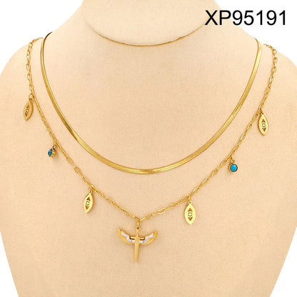 18K Gold Plated Turquoise Evil Eye Layered Necklace
