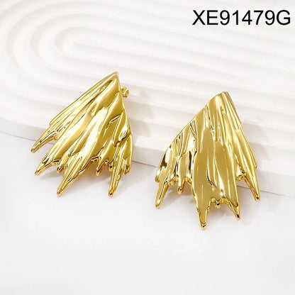 Gold Filled Non Tarnish Statement Irregular Stud Earrings
