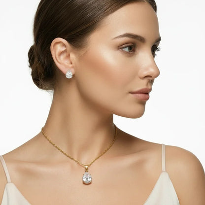 Waterdrop Multi-Color Zircon Birthstone Necklace and Earrings Sets