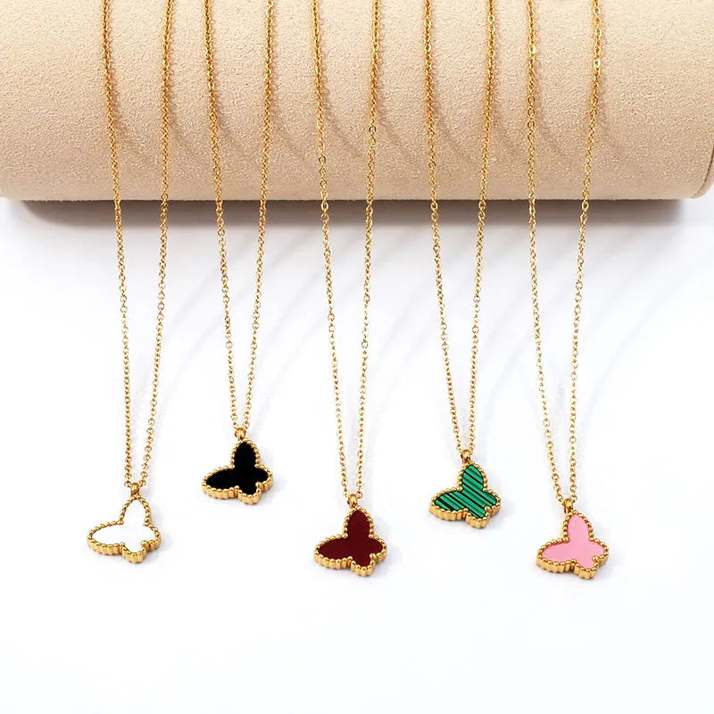18K Gold Plated Butterfly Charms Necklace Bracelet Earrings Sets