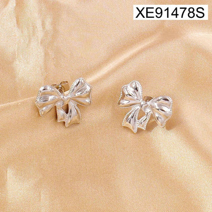 Luxury Designer Gold Plated Bowknot Stud Earrings
