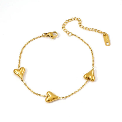 18K Gold Plated Heart Chain & Bracelet Set
