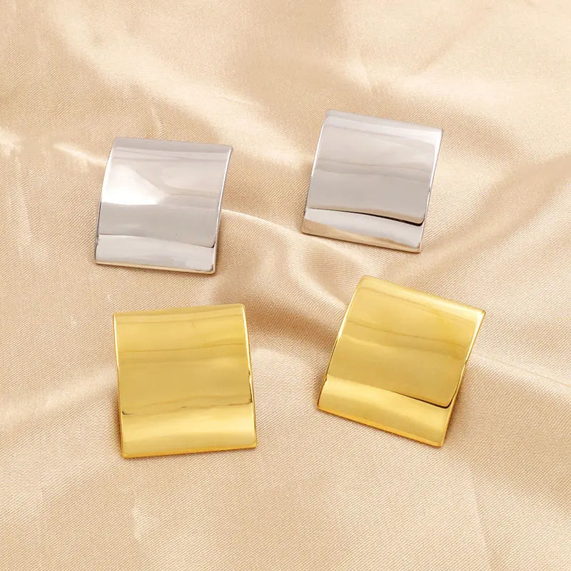 Anti-Tarnish 18K Gold Plated Geometric Statement Stud Earrings