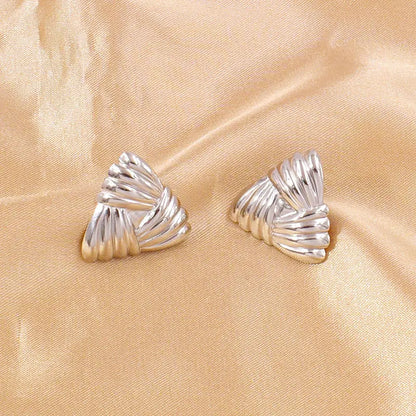 Triangle Textured 18K Gold Plated Two Tone Earrings