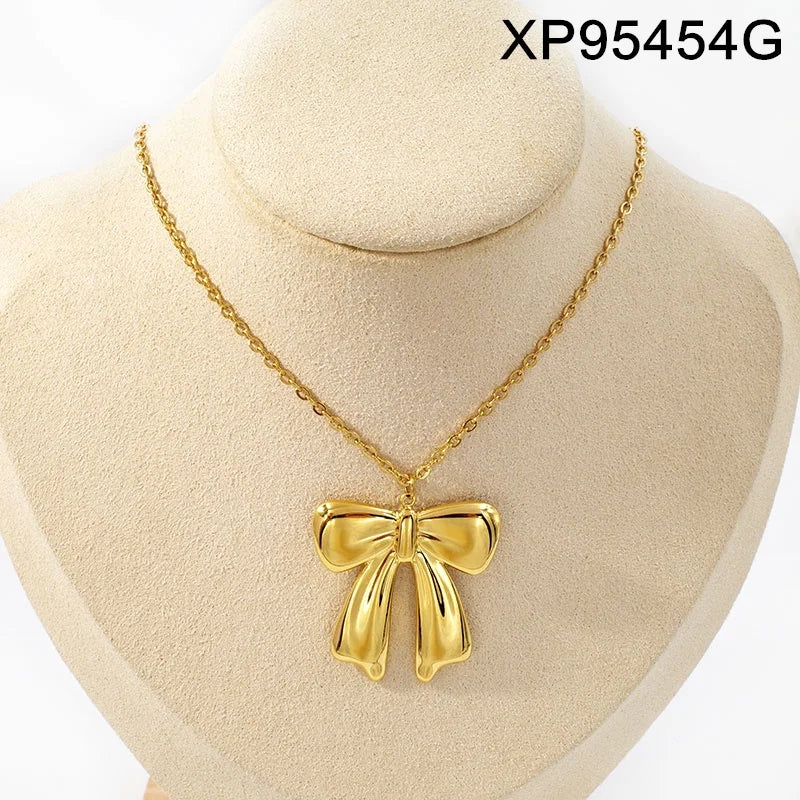 Luxury Bowknot Charms Necklace Earrings Sets Women