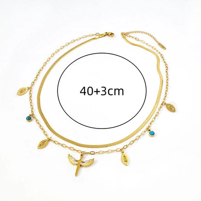 18K Gold Plated Turquoise Evil Eye Layered Necklace