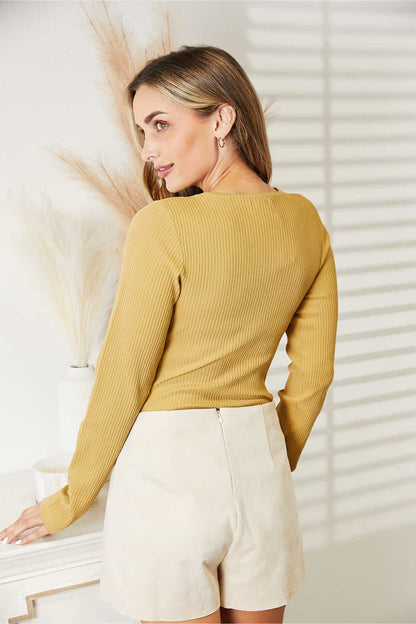 HEYSON All About Details Full Size Ribbed Bodysuit Banana Yellow