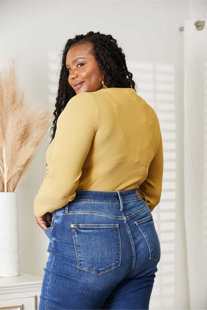 HEYSON All About Details Full Size Ribbed Bodysuit Banana Yellow