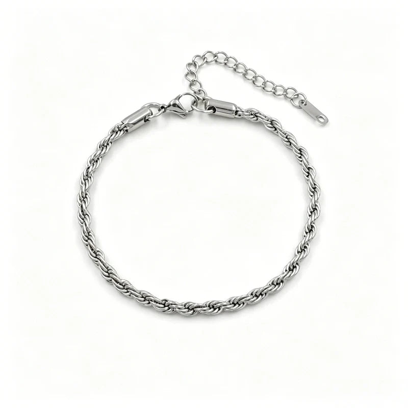 Classic Chain Link Twisted Rope Bracelet 18K Gold Plated Waterproof