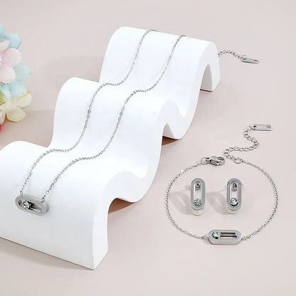 Gold Filled Movable Diamond Necklace Bracelet and Earrings Set