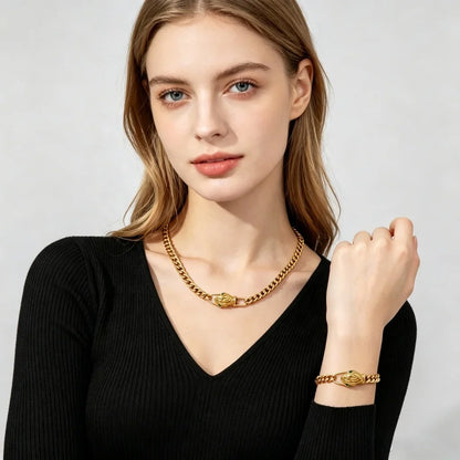 Snake Cuban Chain Necklace & Bracelet Set