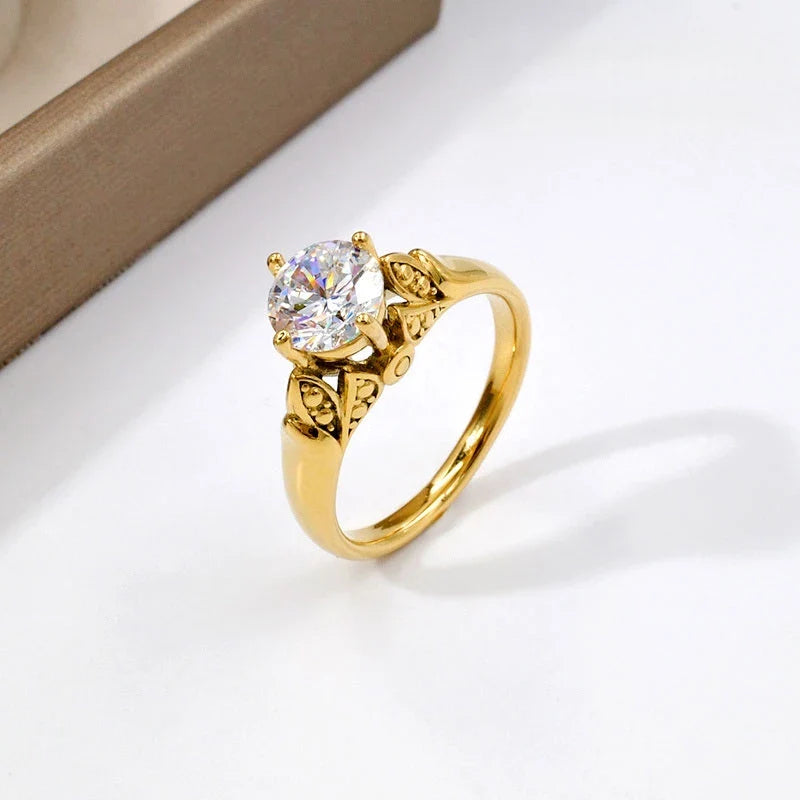 18K PVD Gold Plated 7mm Zircon Luxury Ring