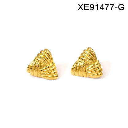 Triangle Textured 18K Gold Plated Two Tone Earrings