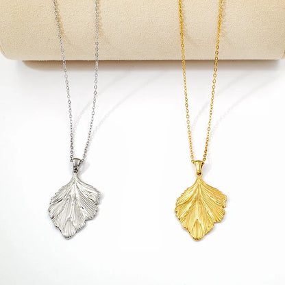 Leaf Pendant Link Chain Necklace and Earrings Sets