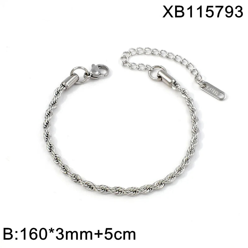 Classic Chain Link Twisted Rope Bracelet 18K Gold Plated Waterproof