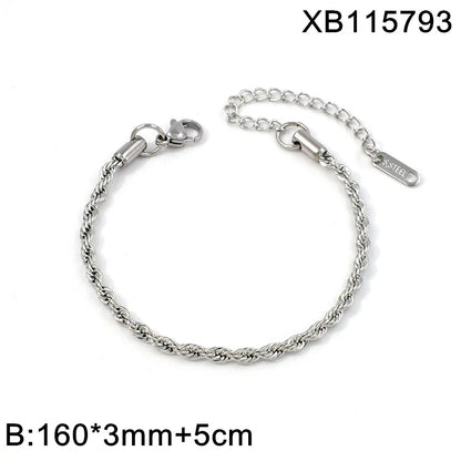 Classic Chain Link Twisted Rope Bracelet 18K Gold Plated Waterproof