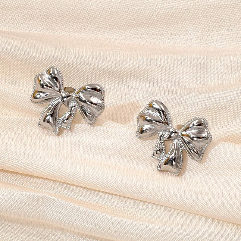 Luxury Designer Gold Plated Bowknot Stud Earrings