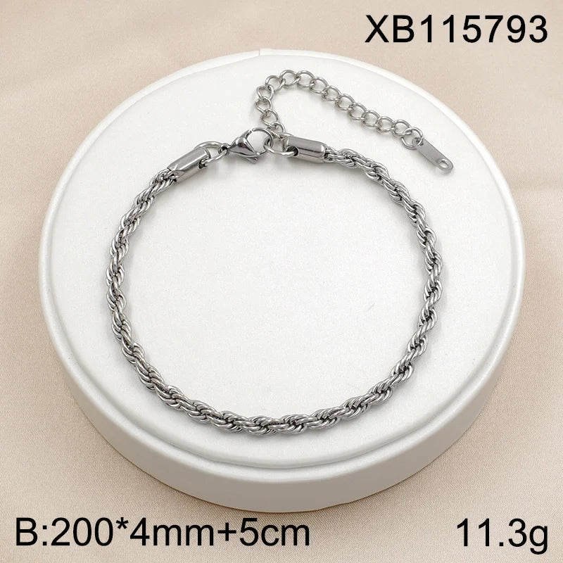 Classic Chain Link Twisted Rope Bracelet 18K Gold Plated Waterproof
