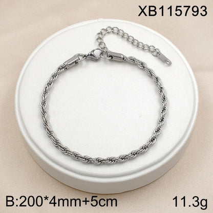 Classic Chain Link Twisted Rope Bracelet 18K Gold Plated Waterproof