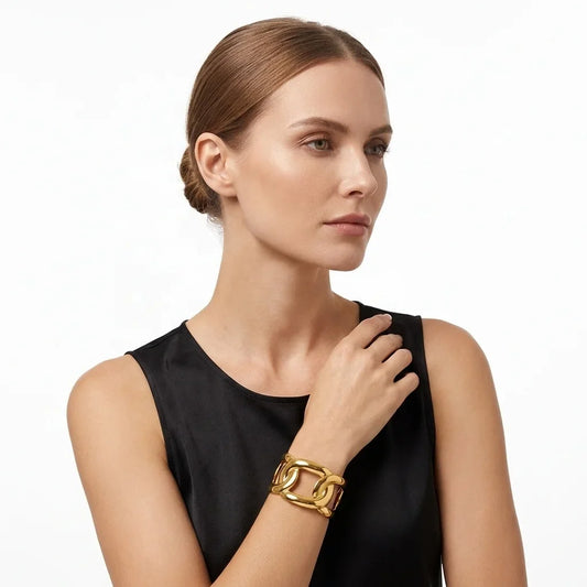 Designer Chunky 18K Gold Plated Tarnish Free Cuff Bangle