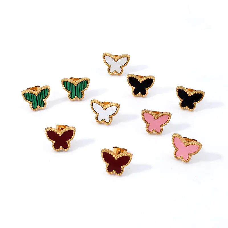 18K Gold Plated Butterfly Charms Necklace Bracelet Earrings Sets