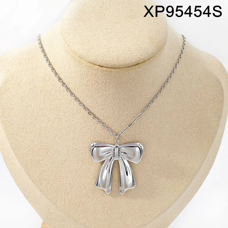 Luxury Bowknot Charms Necklace Earrings Sets Women