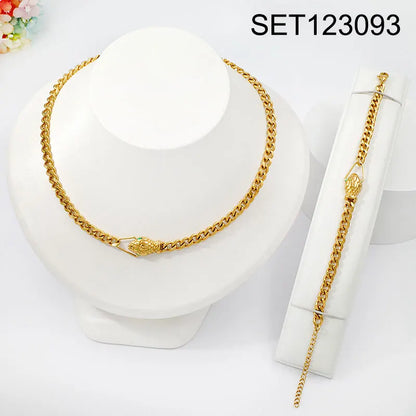 Snake Cuban Chain Necklace & Bracelet Set