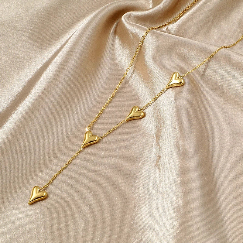 18K Gold Plated Heart Chain & Bracelet Set