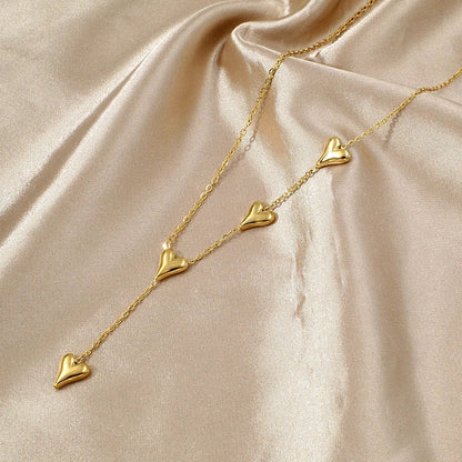 18K Gold Plated Heart Chain & Bracelet Set